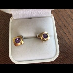 14kt gold amethyst post earrings